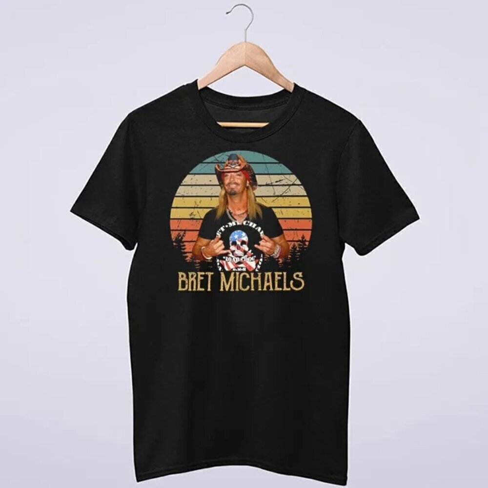 Bret Michaels T-Shirt Road Dog Cool Music Fan Graphic Retro Tee .